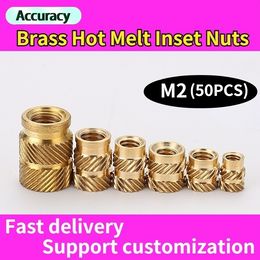 50Pcs M2 Brass Heat Set Insert Nut Female Thread Brass Knurled Inserts Nuts Embed Parts Pressed Fit into Holes for 3D Printing