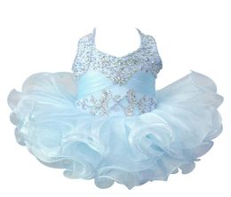 Baby Girls Cupcake Pageant Dress Halter Mini Ball Gown Toddler Princess Ruffles Tutu Dress Infant Girls Short Birthday Party Dress5727675