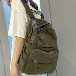 Girl Fabric School Bag Fashion College Student Vintage Women Backpack Canvas Female Laptop Bag Travel Kawaii Ladies Backpack 220722722
