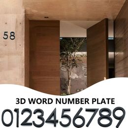 Numeros Casa Exterior ABS Adhesive Glossy 3D House Number Door Plate Sign Outdoor Hotel Room Number Black Mailbox Toilet Sign