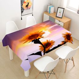 Sunflower Rose Tablecloth Table Cloth Cover 3D for Dining Coffee Party Manteles Rectangular Living Room Flower Home Decoration