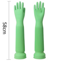 58cm XL Thicken Latex Ultra Gloves Waterproof Gardening Car Cleaning Dish Cloth Washing Elbow Green Pink Lengthen Long Gloves