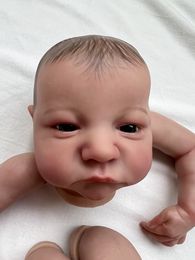 19inch Already Painted Reborn Doll Parts Levi Awake Lifelike Baby 3D Painting with Visible Veins Cloth Body Included