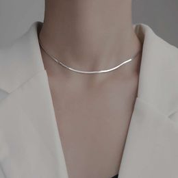 S925 Sterling Silver Flat snake bone chain ins cool wind blade chain fashion necklace female Choker collarbone chain jewelry