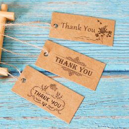 50pcs Kraft Gift Tags Flower Thank You Handmade Craft Hang Tags Wedding Party Decor Packaging Labels DIY Garment Tag Price Label