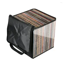 Storage Bags Record Carrying Bag Case With Dividers Collapsible Crate Lid Handles Travel