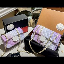 Retail Luxury Bag Shop 90% Fragrance Factory Wholesale Small High Sense 2024 Lingge New Women's Chain Temperament Single Shoulder Msenger Purple series Wallte