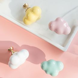 Cloud Shape Ceramic Furniture Knobs Clever Children's Room Cabinet Handles Colourful Home Decor Accessories Door Knob Hardware