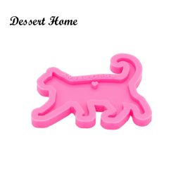 DY0399 Shiny Cat Walking Mold Craft Keychain Resin Silicone Mould, Fondant Chocolate Sugarpaste Cake Mould