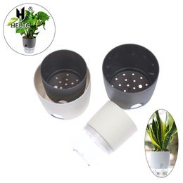1Pcs Watering Planter Handmade 2 Layer Self Watering Plant Flower Pot With Water Container Round Flowerpot Garden Decor 200ml