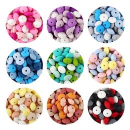50Pcs 12mm Silicone Lentil Beads BPA-Free Baby Teether Toys Care Molar Accessories DIY Pacifier Chain Necklace Jewellery Beads