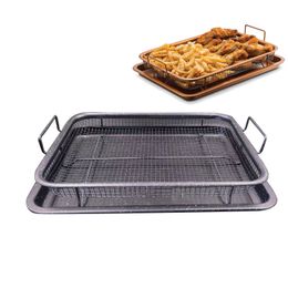 32.5*24.5cm/12.8*9.6inch Oven Air Fryer Basket Air Fryer Tray Pan Crisper Stainless Steel Non-Stick Baking Tray Elevated Mesh Chicken Tool HW0232