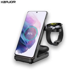 Chargers 3 in 1 Wireless Charger Stand For Samsung Galaxy Watch 6 5 4 Active 2 15W Fast Charging Dock Station For Samsung S22/S23 Charger