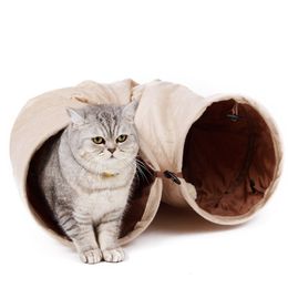 New Cat's Favorite!Luxury Chamois Pet Cat Tunnel Crazy Shake Hanging Ball Expandable Cat Long Tunnel Kitten Play Toy Collapsible