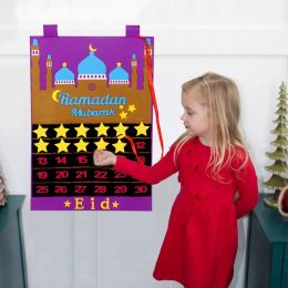 2020 Newest Eid Mubarak 30days Advent Calendar Hanging Felt Countdown Calendar for Kids Gifts Ramadan Party Decorations Supplies