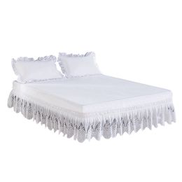 Twin/Full/Queen/King Size LaceTrimmed Elastic Wrap Around Dust Ruffles Bed Skirt With Wrinkle and Fade Resistant Durable Fabric