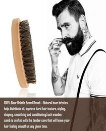 New Arrival Natural Bamboo Boar Bristle Beard Brush Mustache Men039s Beard Brush Message Facial Hair Beard Oil Shaving Brush To8663999
