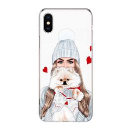 Christmas Art Girls Coffee Cover Phone Case For iPhone 11 14 Pro Max 15 Shell 13 12 Mini X 8 6S 7 Plus XS + XR 5S SE Call Mobile