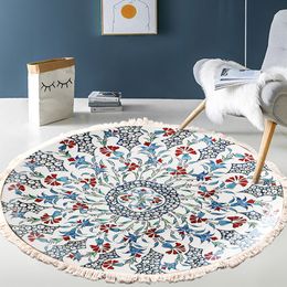 Vintage Round Shape Carpet Boho Mandala Carpets Floor Mat Living Room Macrame Decorative Bedroom Area Rugs Carpet