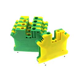 1/5pcs USLKG5 Ground DIN Rail Screw Terminal blocks UK-5N yellow green Earth morsettiera wire cable connector bornier 12AWG 4mm2