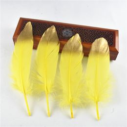 20Pcs Dip Golden Head Goose Feathers 15-20cm/6-8" White Natural Pheasant Feather for Crafts Gold Feathers Diy Plumas Carnaval