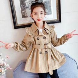 Coat Spring Girls Long Trench Coats Fashion England Style Windbreaker Jacket 3-12 Y Girl Autumn Overcoat Children Casual Clothing