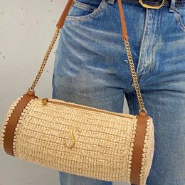 Designer Handbags Summer Straw Bag Hollow straw woven cylindrical bag Women Handbags Beach shoulder bag quality Seaside Straw Bag Luxury Hobo Handbags