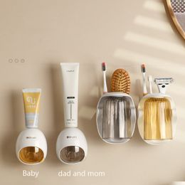 2022 Toothpaste Dispenser Automatic Toothpaste Squeezer Bathroom Accessories Wall-Mount Holder Toothbrush Rack