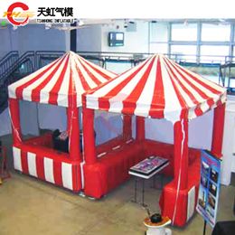 Outdoor Activities 3x3x3mH Inflatable Snack Booth red and white strips Candy Colour Food Drinks Selling Booth Inflatable Stands