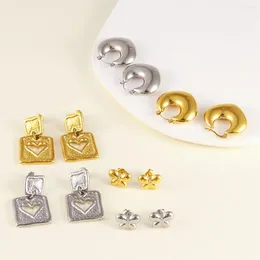 Hoop Earrings CARLIDANA Square Heart Drop Dangle Charm 18k Gold Plated Butterfly Stainless Steel Waterproof Jewelry Valentine's Day