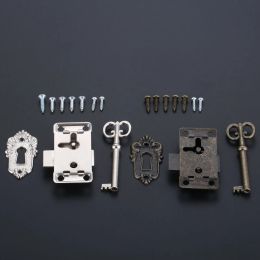 1 Set Silver/Black Classical Door Lock Drawer Cabinet Wardrobe Cupboard Door Lock for Jewellery Wood Box w/Key Furniture Hardware