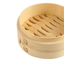 10/15/20cm Chinese Dumplings Bamboo Steamer Cooker with Lid Dimsum Steamed Rice Vegetable Basket Home Kitchen Cooking Tools