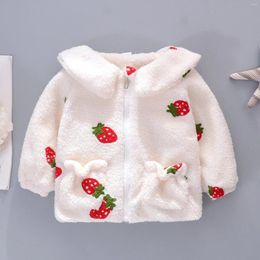 Down Coat Girls Winter Clothes 2024 Jackets Children's Thickened Warmth Strawberry Embroidery Outerwear 1-4 Years Girl Sweater