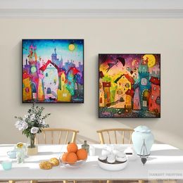 5D DIY Diamond Painting Abstract Colors House Handicraft Rhinestone Kit Sale Diamond Embroidery Town Landscape Home Decoration