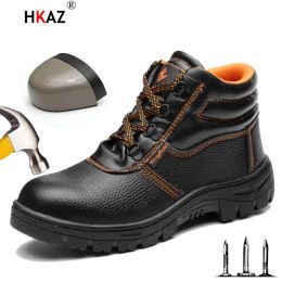 Boots Men Leather Safety Shoes Steel Toe Punctureproof Indestructible Shoes Work Boots Construction Work Protective Shoes G210