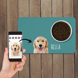 Personalized Dog Mat Cat Mat Drinking Feeding Pet Placemat Portrait Mat Custom Name Non-slip Dog Placemat Waterproof Puppy Gift