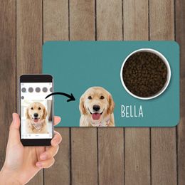 Personalised Dog Mat Cat Mat Drinking Feeding Pet Placemat Portrait Mat Custom Name Non-slip Dog Placemat Waterproof Puppy Gift