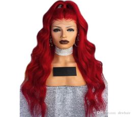 Red Hair Synthetic Lace Front Wigs Body Wave Highlight Red Hair Colour Long Heat Resisitant With Natural Baby Hair9693571