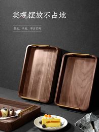 Black Walnut Wood Tray Household Solid Wood Food Breakfast Snacks Bread Cake Tray Coffee Cup Tray Serving Dishes sets