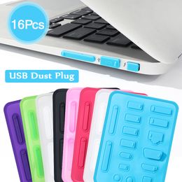 16PCS/Set Universal Colorful Silicone Anti Dust Plug Cover Laptop Interface USB Computer Port Dustproof Waterproof Cover Stopper