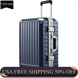 Storage Bags LUGGEX Carry On Luggage With Aluminium Frame Polycarbonate Zipperless Wheels Hard Shell Suitcase 4 Meta(Navy Blue)