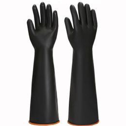 1Pair 35cm Black Acid Resistant Rubber Gloves Wear-Resistant Waterproof Gloves Work Safety Gloves cleanning tool for kitchen