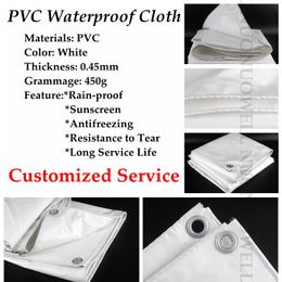 Customise Size 0.45mm White Thicken PVC Tarpaulin Rainproof Double Sided Tarp Waterproof Truck Car Cover Balcony Sunshade Cloth