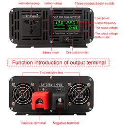 Pure Sine Wave Inverter 12V 24V 48V DC To AC 110V 220V 4000W 5000W Voltage Converter Portable Car Converter Solar LED Inverter