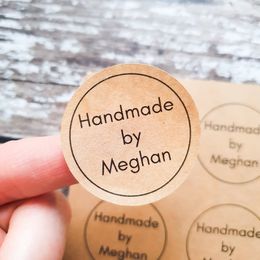 Customise Text Logo Kraft Paper Stickers Round Labels For Handmade Gift Tag Paper DIY Envelope Sealing Stickers Stationery