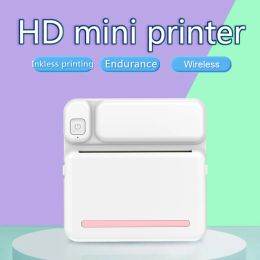 Printers Portable Mini Printer USB Charging Inkless Bluetoothcompatible Printer Inkless HD Pocket Printer for Phone Bluetoothcompatible