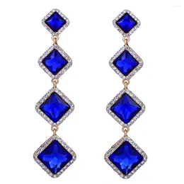 Dangle Earrings FARLENA Jewellery Long Rhombus Shape Crystal Drop For Women Wedding Party Accessory Fashion