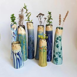 Vases Bohemian Family Spring Face Handmade Dried Flower Vase Household Ornaments Resin Crafts Sculpture