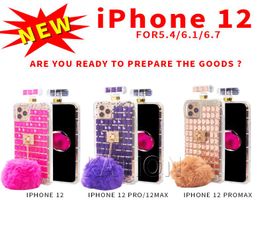 Perfume Bottle Diamond Phone Case For iPhone 12 61 67 54 inch IP11 Fur Ball Diamond Phone Case Cover7621455