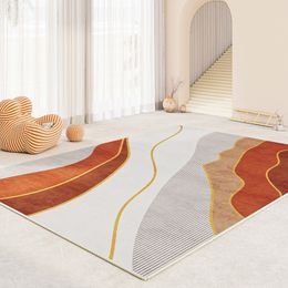 Modern Light Orange Carpet for Living Room, Coffee Table, Bedroom, Simple Abstract Striped Bedside Rug, Home Non-slip Mat